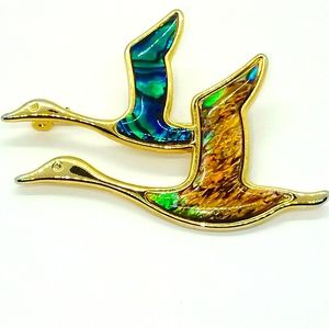 Vintage Duck Brooch with Abalone Shell
